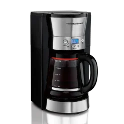 12 Cup Programmable Coffee Maker with Cone Filter, Black & Stainless