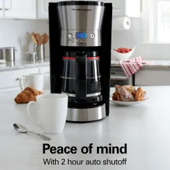 12 Cup Programmable Coffee Maker with Cone Filter, Black & Stainless