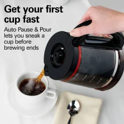 12 Cup Programmable Coffee Maker with Cone Filter, Black & Stainless