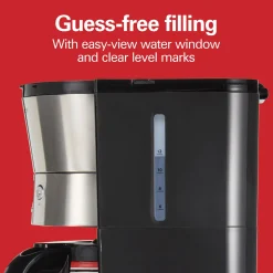 12 Cup Programmable Coffee Maker with Cone Filter, Black & Stainless