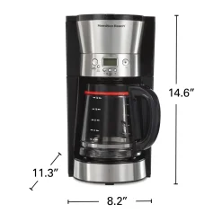 12 Cup Programmable Coffee Maker with Cone Filter, Black & Stainless