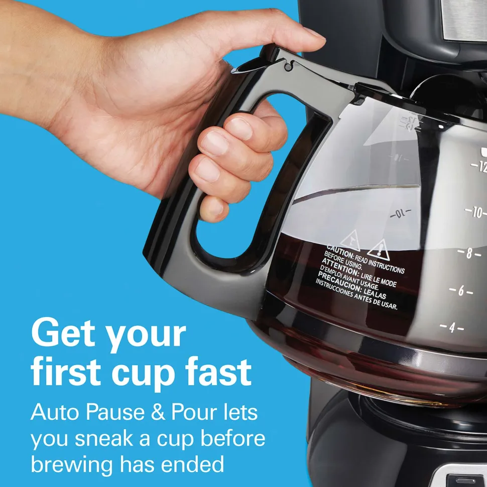 12 Cup Programmable Coffee Maker, Stainless Steel Accents