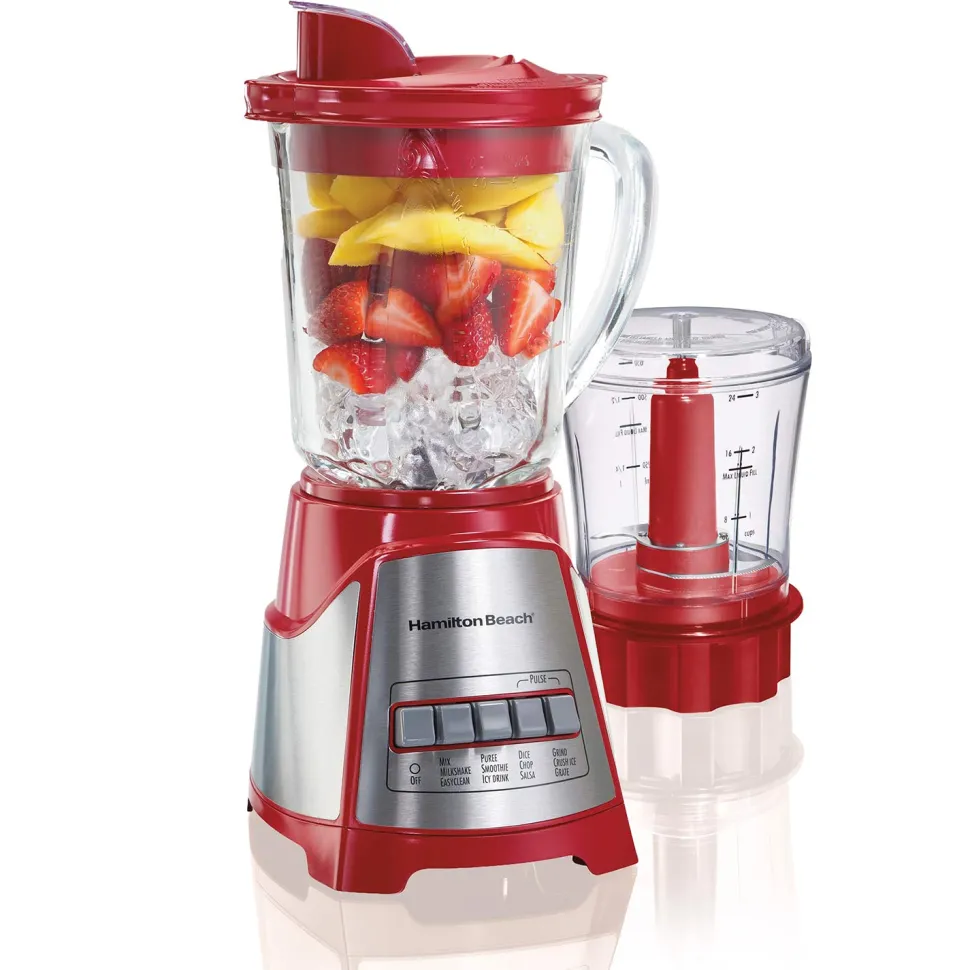 12 Function Blender & Chopper with 40oz Glass Jar, 700W Red