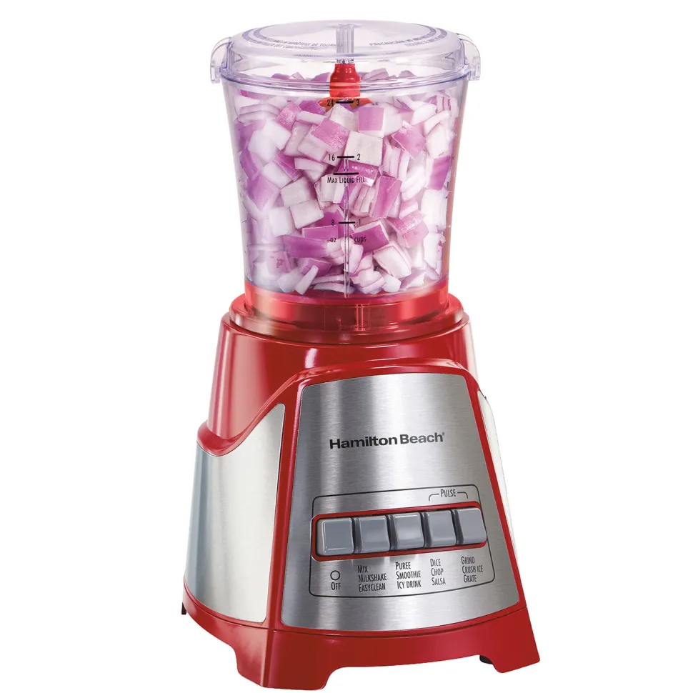 12 Function Blender & Chopper with 40oz Glass Jar, 700W Red