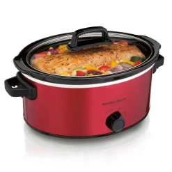 6 Quart Oval Slow Cooker, Red