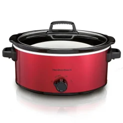 6 Quart Oval Slow Cooker, Red