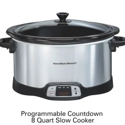 8 Quart Programmable Countdown Slow Cooker, Silver