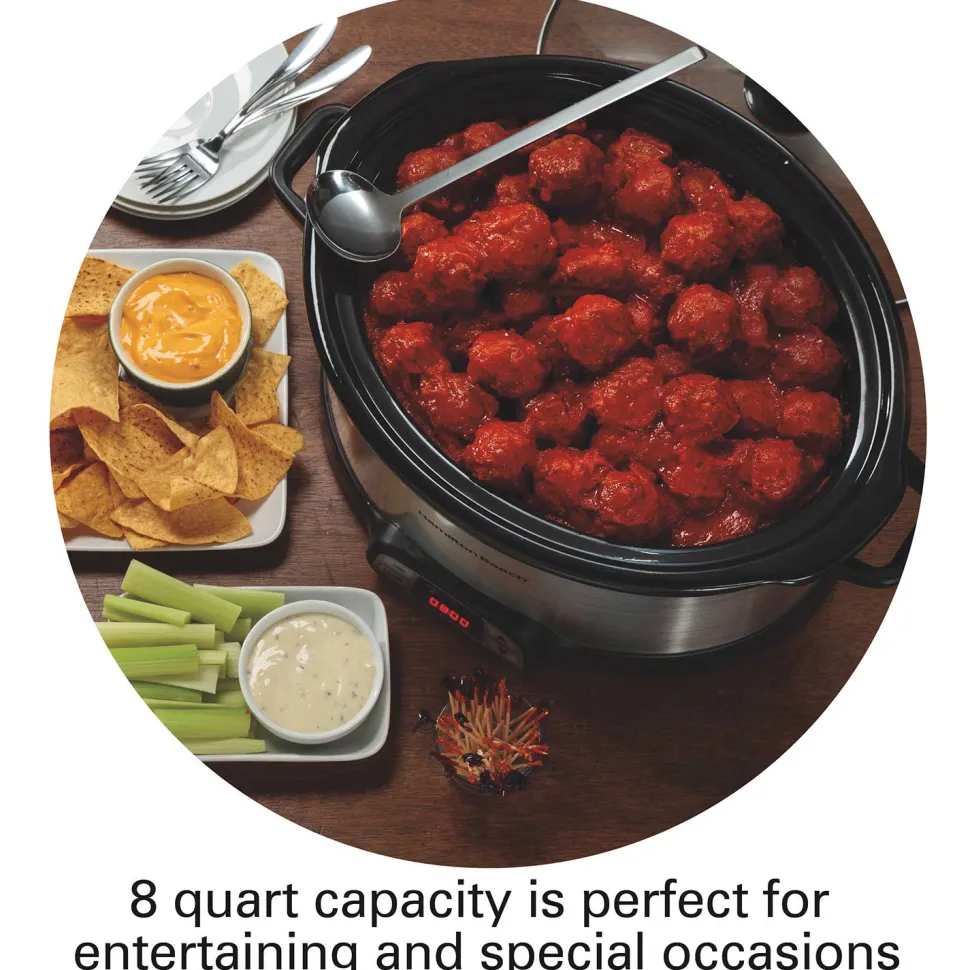 8 Quart Programmable Countdown Slow Cooker, Silver