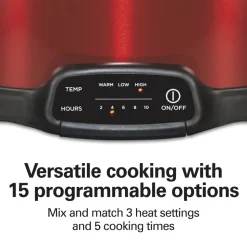 7 Quart Programmable Slow Cooker, Red