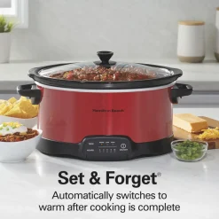 7 Quart Programmable Slow Cooker, Red