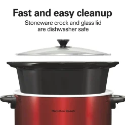 7 Quart Programmable Slow Cooker, Red