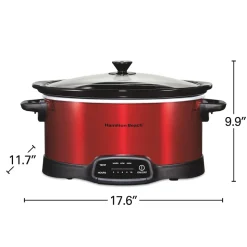 7 Quart Programmable Slow Cooker, Red