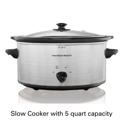5 Quart Slow Cooker, Silver