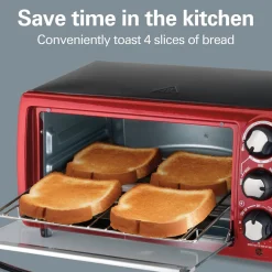 4 Slice Capacity Toaster Oven Red
