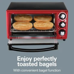 4 Slice Capacity Toaster Oven Red
