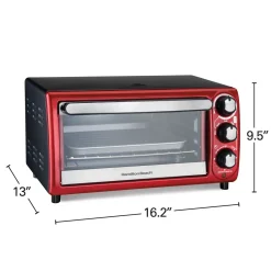 4 Slice Capacity Toaster Oven Red