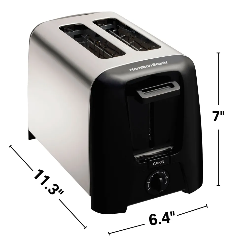 2 Slice Metal Toaster, Black