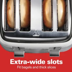 4 Slice Toaster with Extra-Wide Slots, White