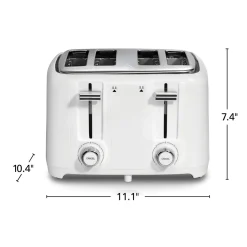 4 Slice Toaster with Extra-Wide Slots, White
