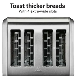 4 Slice Toaster with Extra-Wide Slots Stainless Steel