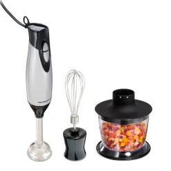 2 Speed Hand Blender with Whisk and Chopping bowl, Silver