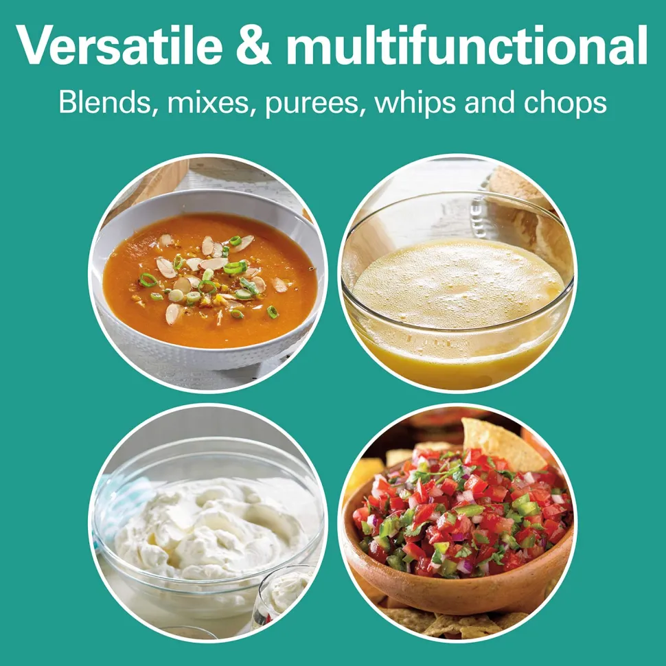 2 Speed Hand Blender with Whisk and Chopping bowl, Silver