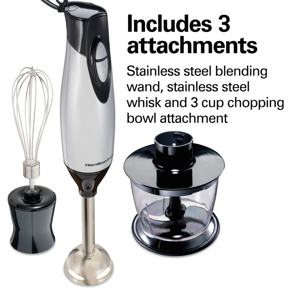 2 Speed Hand Blender with Whisk and Chopping bowl, Silver