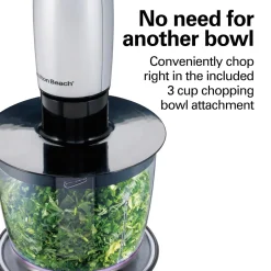 2 Speed Hand Blender with Whisk and Chopping bowl, Silver