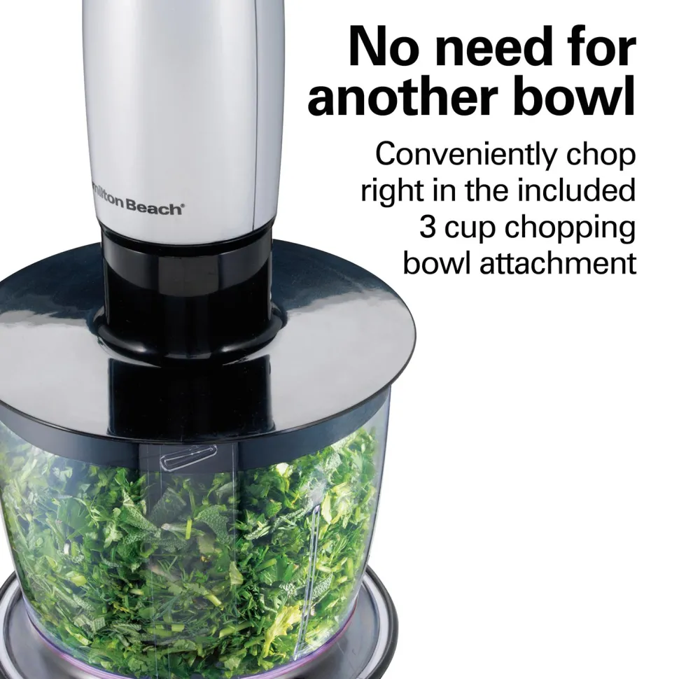2 Speed Hand Blender with Whisk and Chopping bowl, Silver