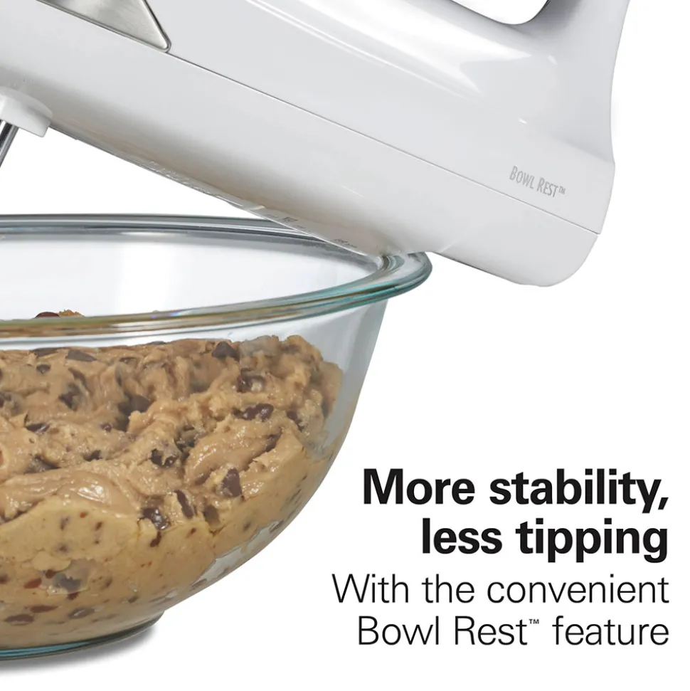 6 Speed Hand Mixer with Snap-On Case, White