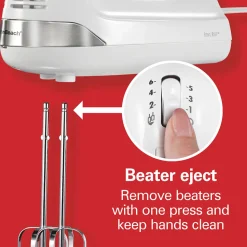 6 Speed Hand Mixer with Snap-On Case, White