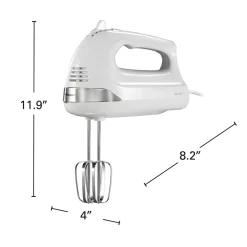 6 Speed Hand Mixer with Snap-On Case, White