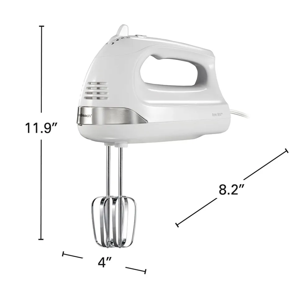 6 Speed Hand Mixer with Snap-On Case, White