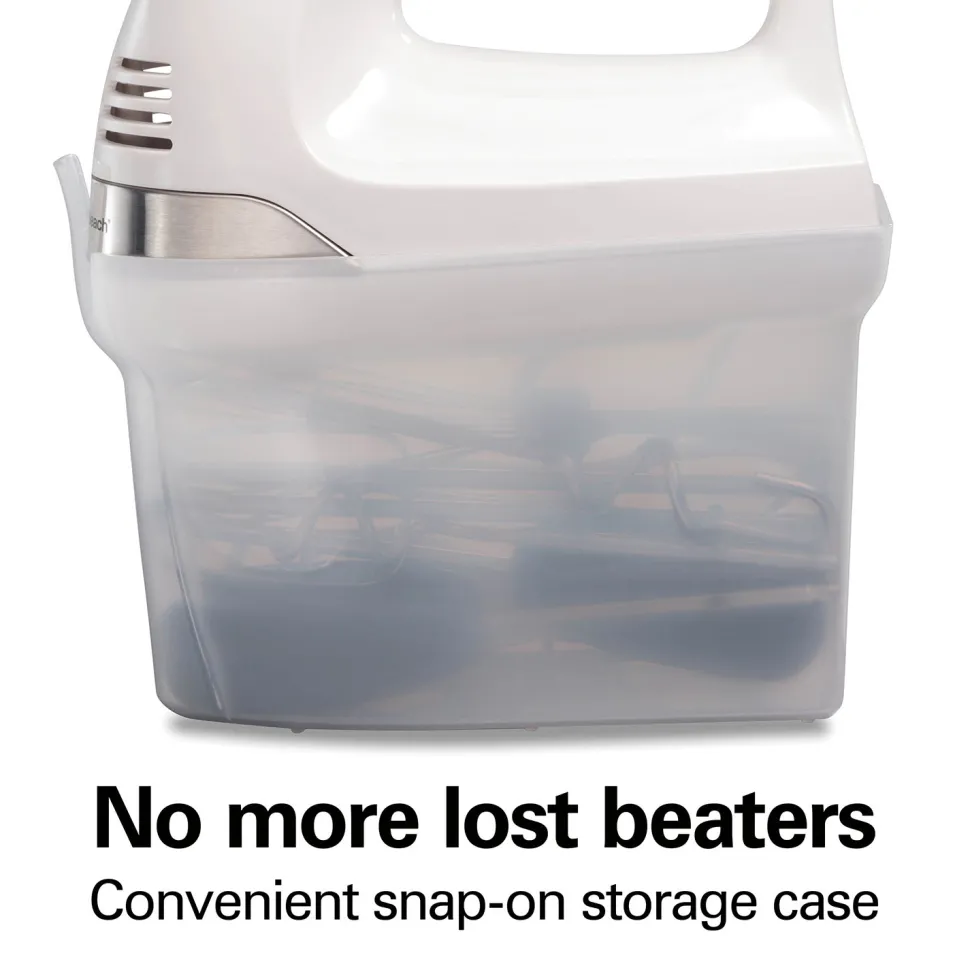 6 Speed Hand Mixer with Snap-On Case White