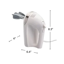 6 Speed Hand Mixer with Snap-On Case White