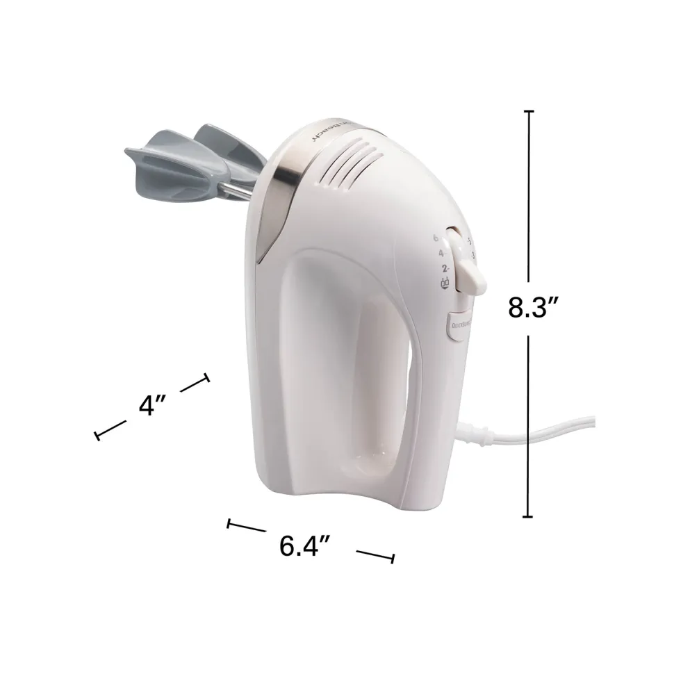 6 Speed Hand Mixer with Snap-On Case White