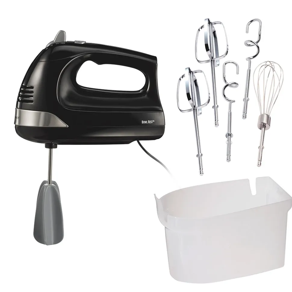 6 Speed Hand Mixer with Snap-On Case, Black