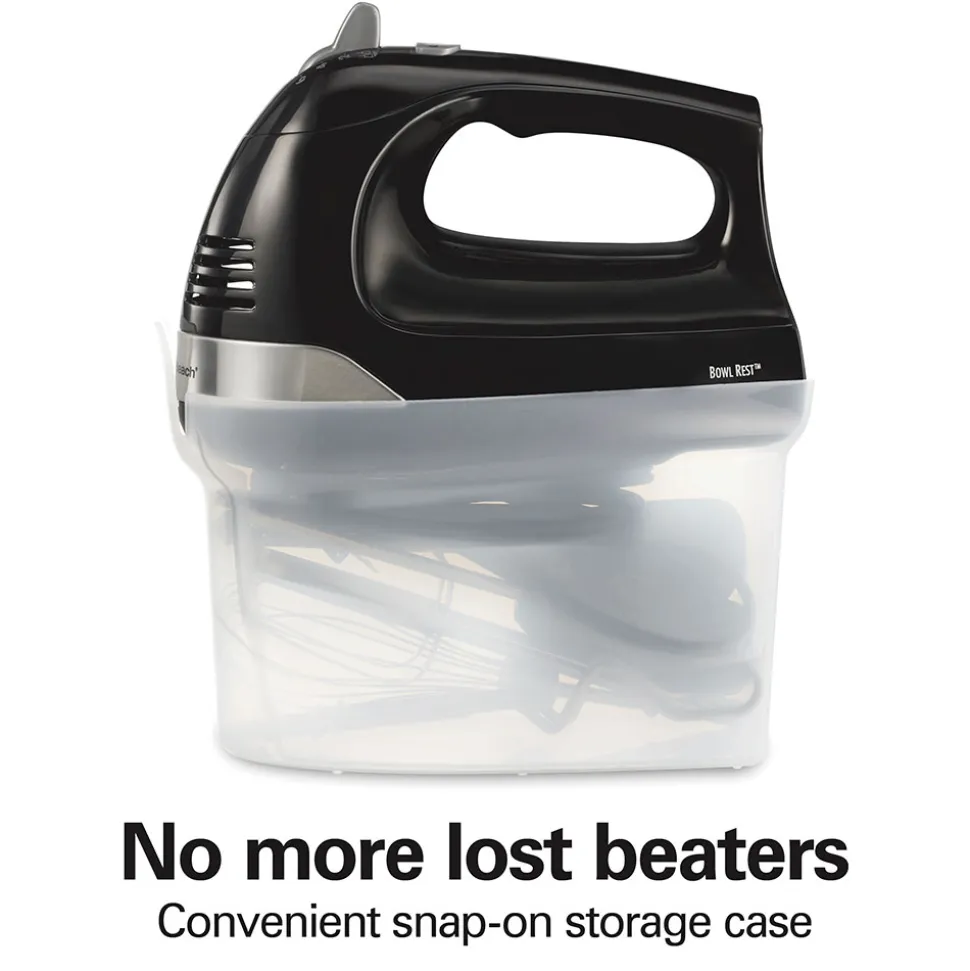 6 Speed Hand Mixer with Snap-On Case, Black