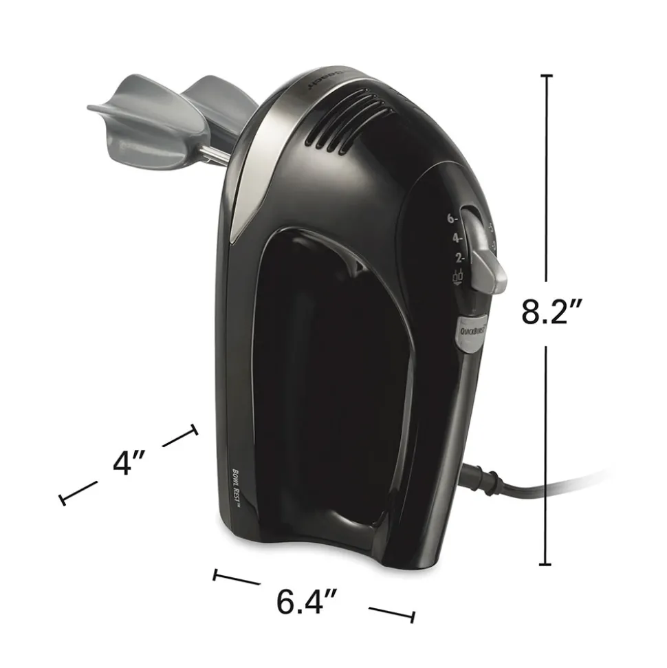 6 Speed Hand Mixer with Snap-On Case, Black