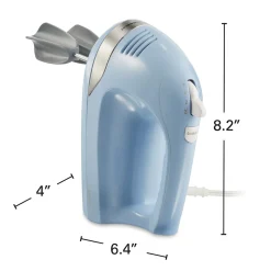 6 Speed Hand Mixer with Snap-On Case, Light Blue
