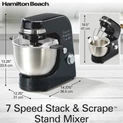 7 Speed Stack & Scrape™ Stand Mixer, Black