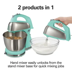6 Speed Stand Mixer, Aqua Blue
