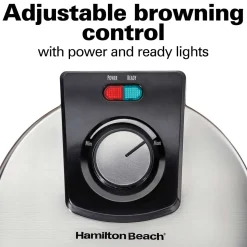 Belgian Waffle Maker with Adjustable Browning Control, Silver