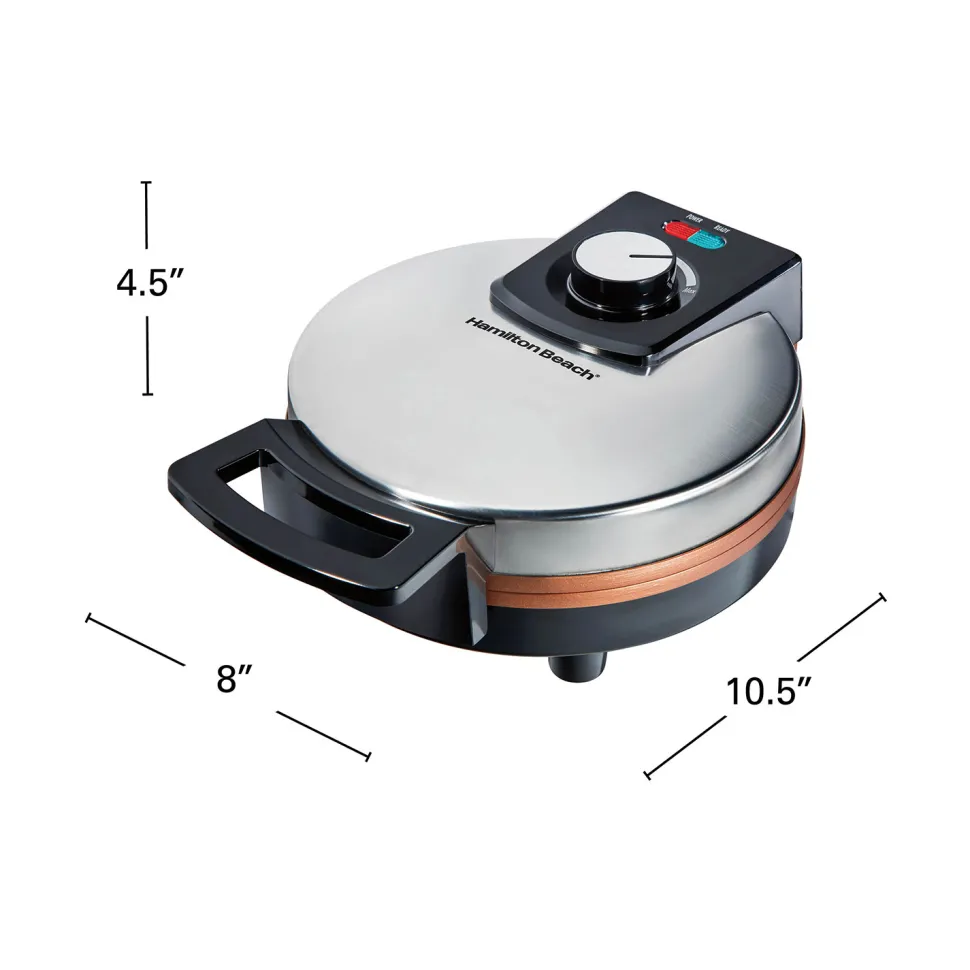 Belgian Waffle Maker with Adjustable Browning Control, Silver