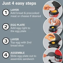 Breakfast Sandwich Maker, Red