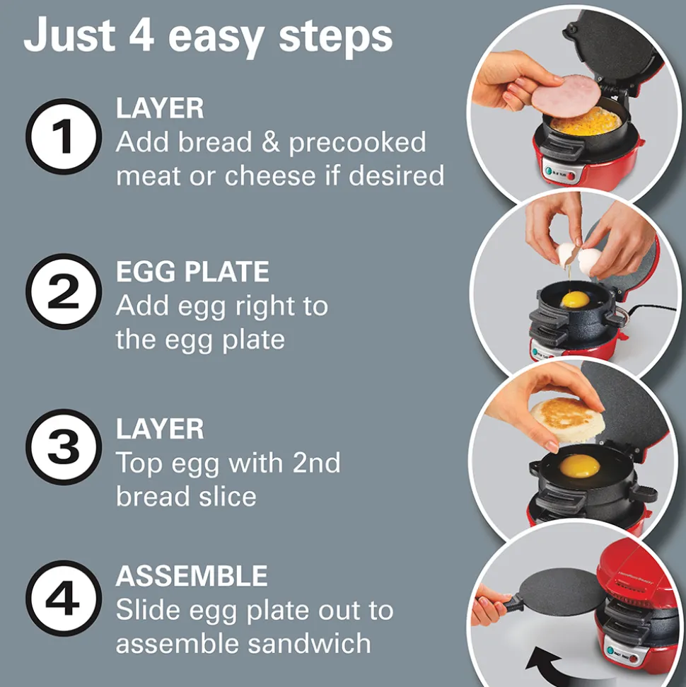 Breakfast Sandwich Maker, Red