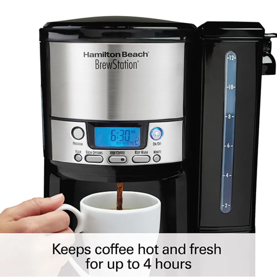 BrewStation® 12 Cup Coffee Maker with Removable Reservoir, Black & Stainless