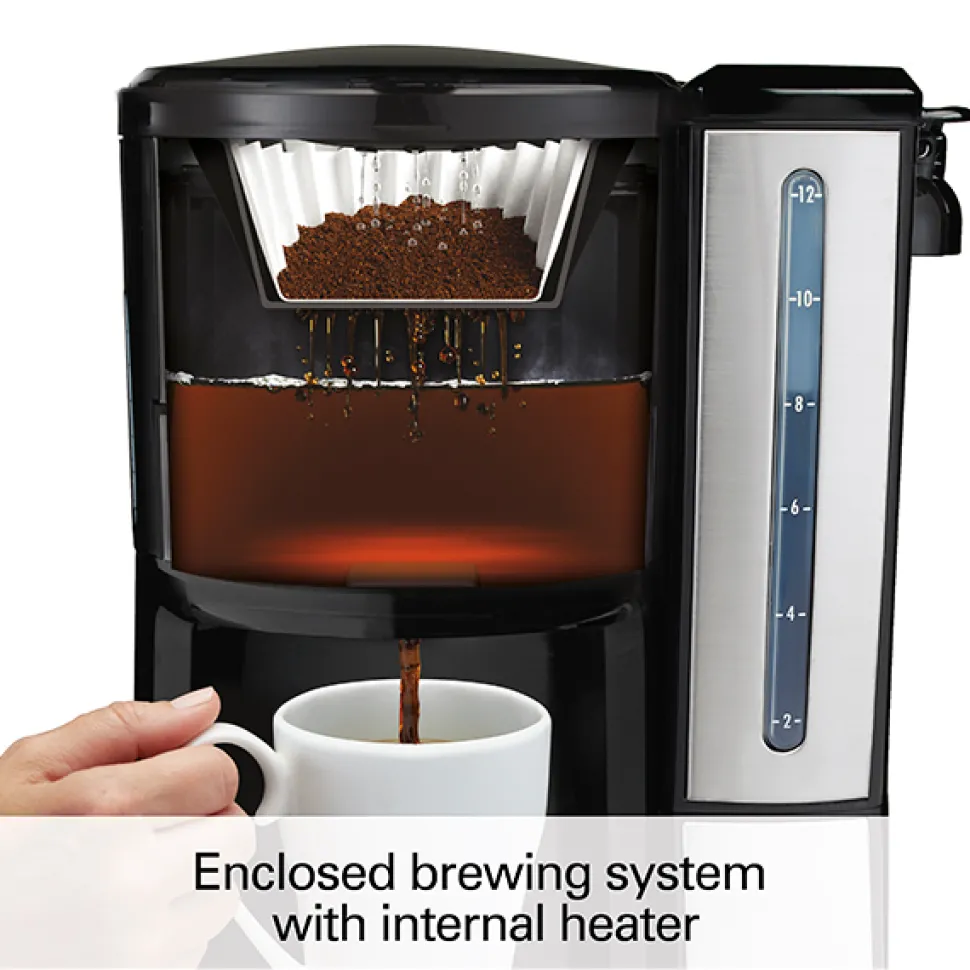 BrewStation® 12 Cup Programmable Coffee Maker with Removable Water Reservoir, Black & Stainless