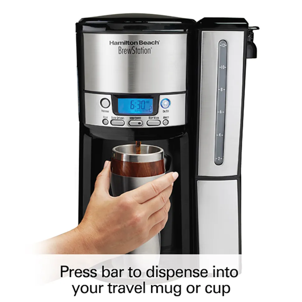 BrewStation® 12 Cup Programmable Coffee Maker with Removable Water Reservoir, Black & Stainless