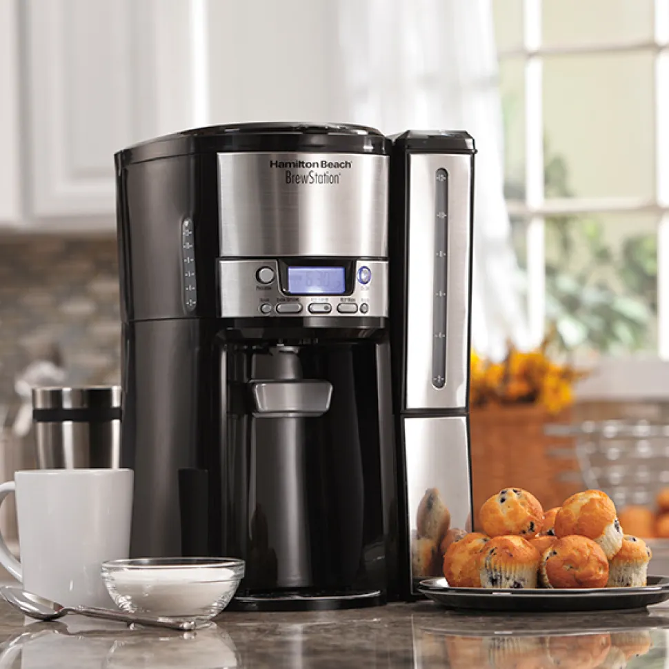 BrewStation® 12 Cup Programmable Coffee Maker with Removable Water Reservoir, Black & Stainless